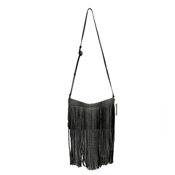 Michael Kors Collection Joni Gray Black Python Leather Fringe Fall Winter Clutch - Picture 10 of 16